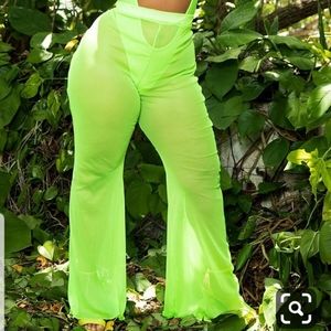 Last Chance 11/15**Plus Neon Lime Mesh Flare Pants